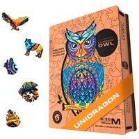 UNIDRAGON Wooden Jigsaw Puzzles - Charming Owl, 186 pcs, Medium 8.3"x13.8", Beautiful Gift