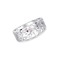 925 Sterling Silver Good Luck Charm Ring with Elephant, Horse Shoe, Owl, 7, 4 Leaf Clover and Guardi
