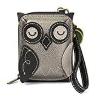 CHALA RFID Cute-C Credit Card Holder Wallet Wristlet - Women Faux Leather Cute-C with Strap - Owl