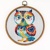 Mandala Owl K576 Counted Cross Stitch KIT#2. Threads, Needles, Fabric, Clippers, Needle Threader and