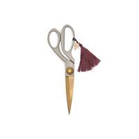 DesignWorks Ink Stainless Steel Scissors with Charm & Tassel, 7.75", Mushroom/Gold Owl