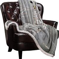 Owl Sherpa Fleece Blanket, Super Thick and Warm Cozy Luxury Blanket 40"x50",Cute White Owl