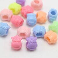 Beads 100 Mixed Pastel Color Acrylic Cute Owl Pony Beads 10X8mm for Kandi Craft