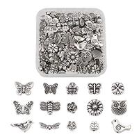 Beadthoven 150pcs/box Tibetan Silver Butterfly Flower Spacer Beads Owl Bird Dragonfly Bees Loose Bea