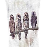 Nicokee Light Weight Owls Bath Towel Watercolor Animal Barred Owls Prey Birds Feuna Feathers Nature 