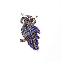 Owl Hummingbird Butterfly Dragonfly Peacock Frog Bee Zoo World Kingdom Crystal Brooch Pin for Women 