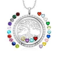 AZNECK Family Tree of Life Floating Necklace for Women Charms Pendant Living Memory Mother's Da