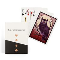 Lantern Press Owl, Paper Mosaic (Red) (52 Playing Cards, Poker Size)