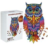 Owl Wooden Jigsaw Puzzles for Adult Wooden Jigsaw Puzzles Owl Animal Shape 155 Pcs 6.5" x 12.6&
