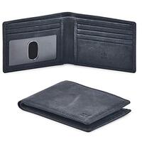 Real Leather Mens Bifold Wallet RFID Blocking Slim Minimalist Front Pocket - Thin & Stylish with