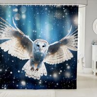 Erosebridal White Owl Shower Curtain Eagle Safari Animals Bath Curtain Glitter Starlight Fabric Show