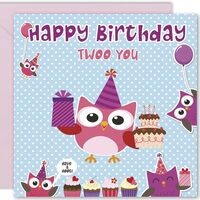 Cult Kitty Happy Birthday Twoo You - Funny Owl Birthday Card for Men - Thick, Premium Birthday Card 