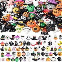 50 Pcs Halloween Resin Flatback Decorations, 3D Phone Case Flatback Skull Accessory with Pumpkin Ske