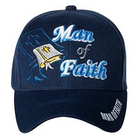 Artisan Owl Man of Faith Jesus Hat - Detailed Embroidery Stitching Baseball Cap Navy Blue