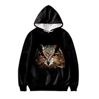 Buybai Hoodies for Women Pullover Black Owl Hooded Sweatshirt Long Sleeves Casual Women's Hoody