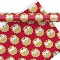 Owl Pattern Red and Yellow Wrapping Paper Premium Gift Wrap Party Decoration Decor (20 inch x 30 inc