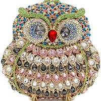 SICFUX Women Evening Clutch Bag Ladies Exquisite Fashion Evening Bag Cute Owl Rhinestone Handbag Wed