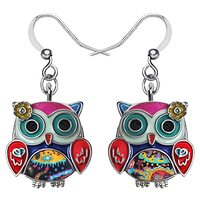 BONSNY Sweet Enamel Dangle Owl Earrings for Women Girls Jewelry Gifts Novelty Funny Charms (Multicol