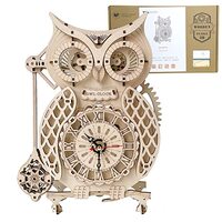UGUTER 3D Wooden Puzzle Owl Clock DIY Home Decoration Laser-Cut Mechanical Model Stunning Gifts for 