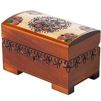 Artisan Owl Polish Handmade Floral Multicolor Wooden Box with Lock and Key for Keepsakes, Love Lette