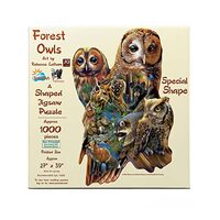 SUNSOUT INC - Forest Owls - 1000 pc Special Shape Jigsaw Puzzle by Artist: Rebecca Latham - Finished