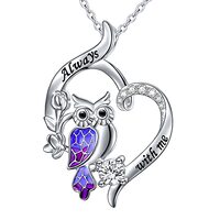 YinShan Owl Pendant Necklace Sterling Silver Engraved Always with Me Girls Owl Gifts for Women Owl L