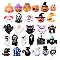 LOTAPXWJ 50 (PCS) Halloween Resin DIY Decoration, Flat Back Scrapbook 3D Pumpkin, Owl, Spider Skull 
