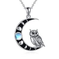 YAFEINI Owl Necklace Crescent Moon Moonstone Owl Gift for Women Girls Animal Lover Jewelry