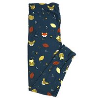 Lularoe One Size OS Forest Animals Foxes Owls Acorns Leaves Slate Blue Brown White Black Orange and 
