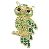 Navachi 18k Gold Plated Green Crystal Big Bird Owl Az7369 Brooch pins