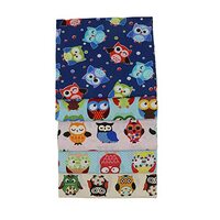 iNee Cute Owl Fat Quarters Fabric Bundle, Precut Cotton Fabric for Sewing Quilting, 18 x 22 inches, 