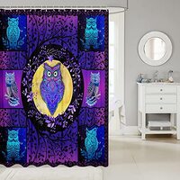Castle Fairy Colorful Owl Shower Curtain Cute Animals Bathroom Shower Curtain Set for Kids Adult Pur
