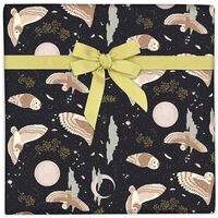 CENTRAL 23 Bird Wrapping Paper - Spooky Night Owl - Moon Star Sky - 6 Sheets Gift Wrap - Black Wrapp