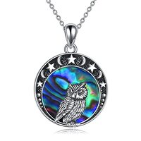YAFEINI Owl Necklace 925 Sterling Silver Moon Owl Pendant Necklace Jewelry Gift for Women Men Mom Gi