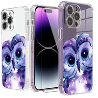 Roemary Purple Owl Case for iPhone 14 Pro Max with Owl Animals Design,Watercolor Pattern with Screen