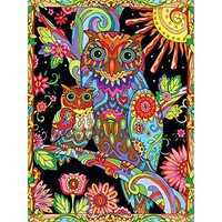 Cra-Z-Art - RoseArt - Colorful Expressions by Marjorie Sarnat 300XL Piece Jigsaw Puzzle - Owl and Ba