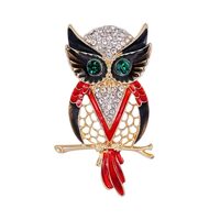 Crystal Rhinestone Owl Brooch Enamel Cute Animal Gold Plated Novelty Interesting Personality Fashion
