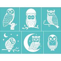 OLYCRAFT 2Pcs Self-Adhesive Silk Screen Printing Stencil Owl Pattern Stencil Reusable Mesh Stencils 