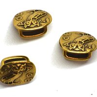 10 Owl Antique Brass Slider for Licorice Leather 15x16mm (Ø 10x7mm) Zamak