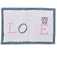 Hand Tufted Owl Bedroom or Bathroom Rug - 30x20 in; 100% Cotton Kids Bathroom Mat; Decorative Kids A