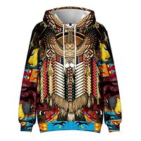 SIAOMA Native Indians Hoodie Native American 3D Print Hooded Sweatshirt Long Sleeve Pullover(Owl,XX-