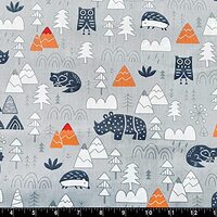 100% Cotton Fabric by The Yard for Sewing, Quilting, DIY Crafts (No. 38 - Woodland Animals Hedgehog 