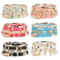 Bohemian Bracelet Sets for Women - 6 Sets Stackable Stretch Bracelets Multi-color Boho Jewelry for W