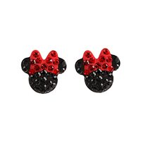 Origami Owl Disney Minnie Mouse Black Crystal Sparkle Stud Ear-Shaped Earrings With Gift Box.925 Ste