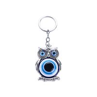 Blue Owl Car Key Chain Enamel Painted Owl Key Holder, Good Luck Funny Owl Keychain, Crystals Car Key