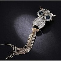 Full Diamond Owl Brooch Female Retro Fringe Corsage Accessories Badge Sweater Pin Needle
