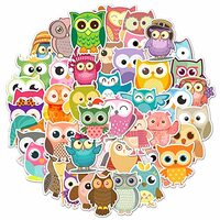 Owl Stickers for Water Bottle,Waterproof Vinyl 50pcs Stickers for Laptop Computer Phone Bumper Skate