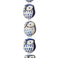 Blue Mix Ceramic Owl Beads, 15mm by Bead Landing™