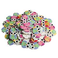 Opexicos 100Pcs 2 Holes Wooden Buttons Colorful Owl Sewing Button Scrapbooking DIY Supplies