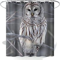 jortyita Custom Bathroom Shower Curtain White Owl Shower Curtains Durable Fabric Bath Curtain Bathro